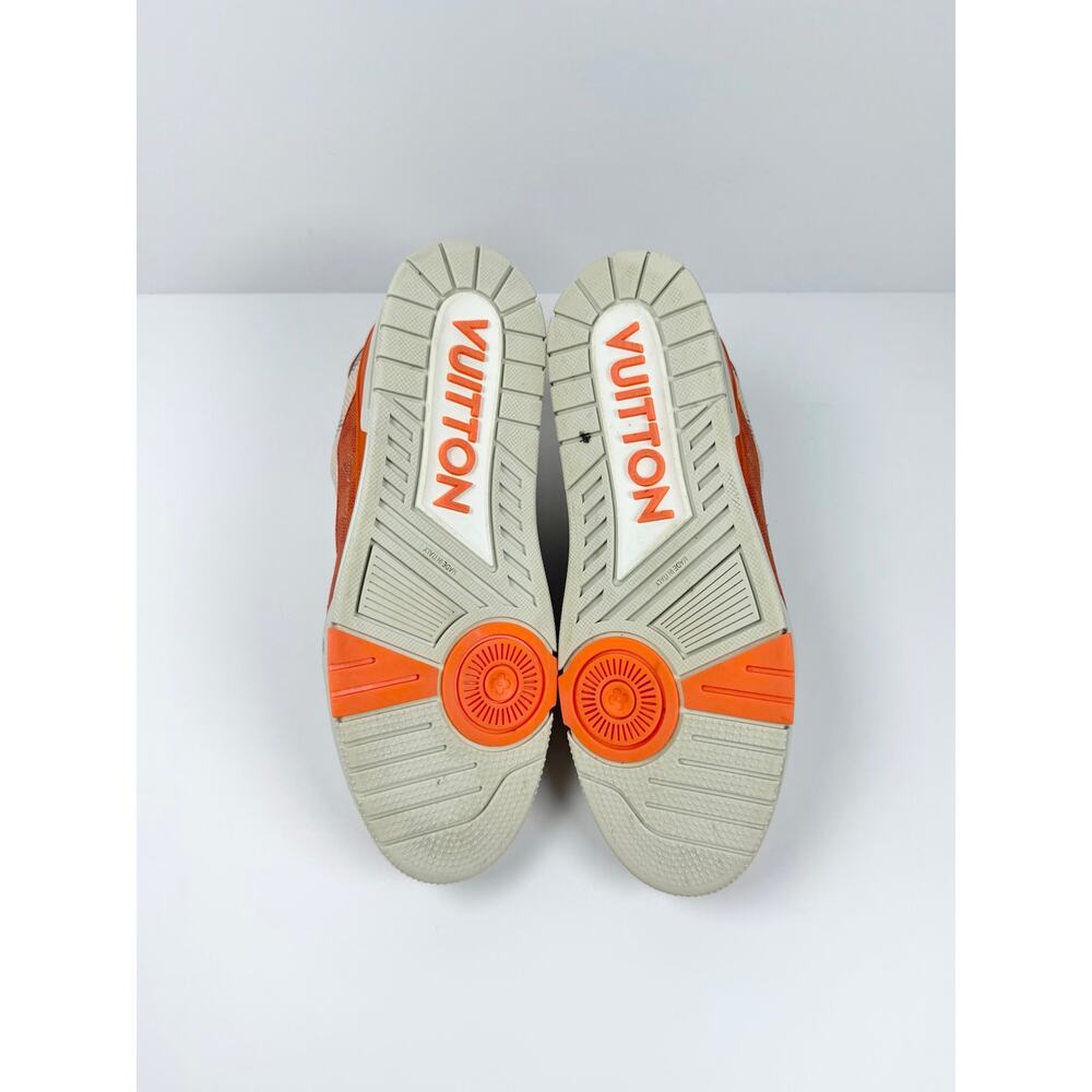 Size 9LV/10US - Louis Vuitton Damier White Orange Trainers - Picture 7 of 8
